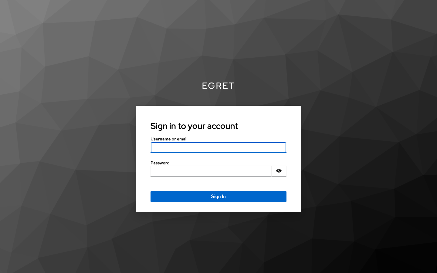 The Keycloak sign-in form for the egret realm