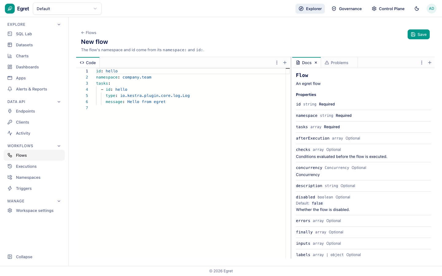 The flow editor