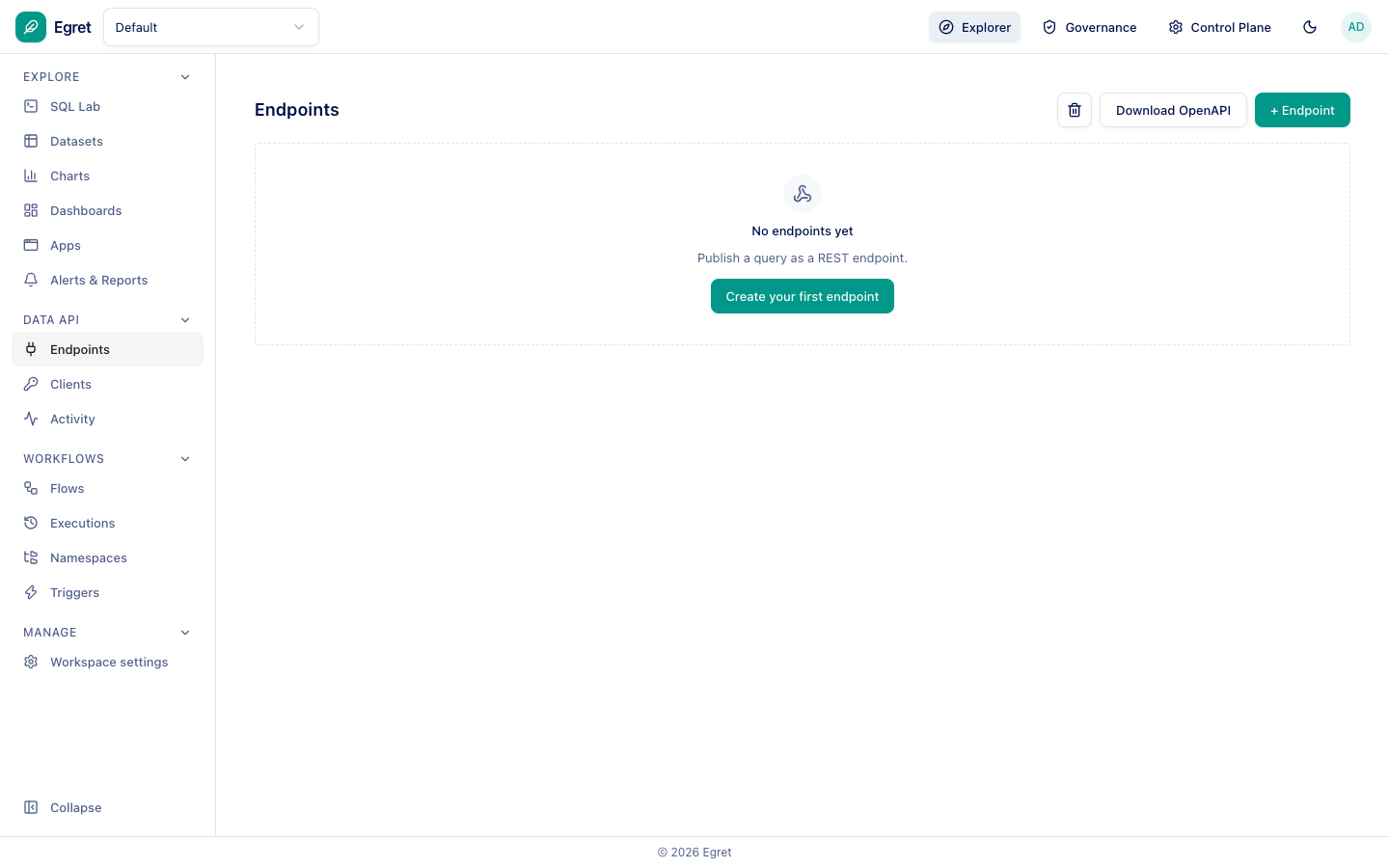 The endpoints list