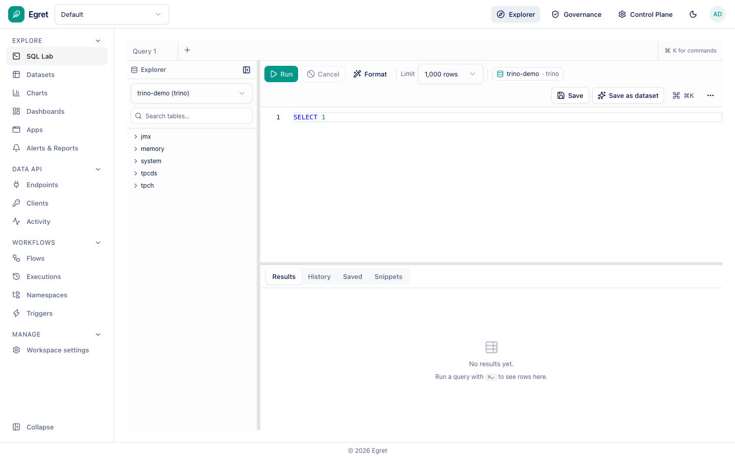 SQL Lab, the default landing page